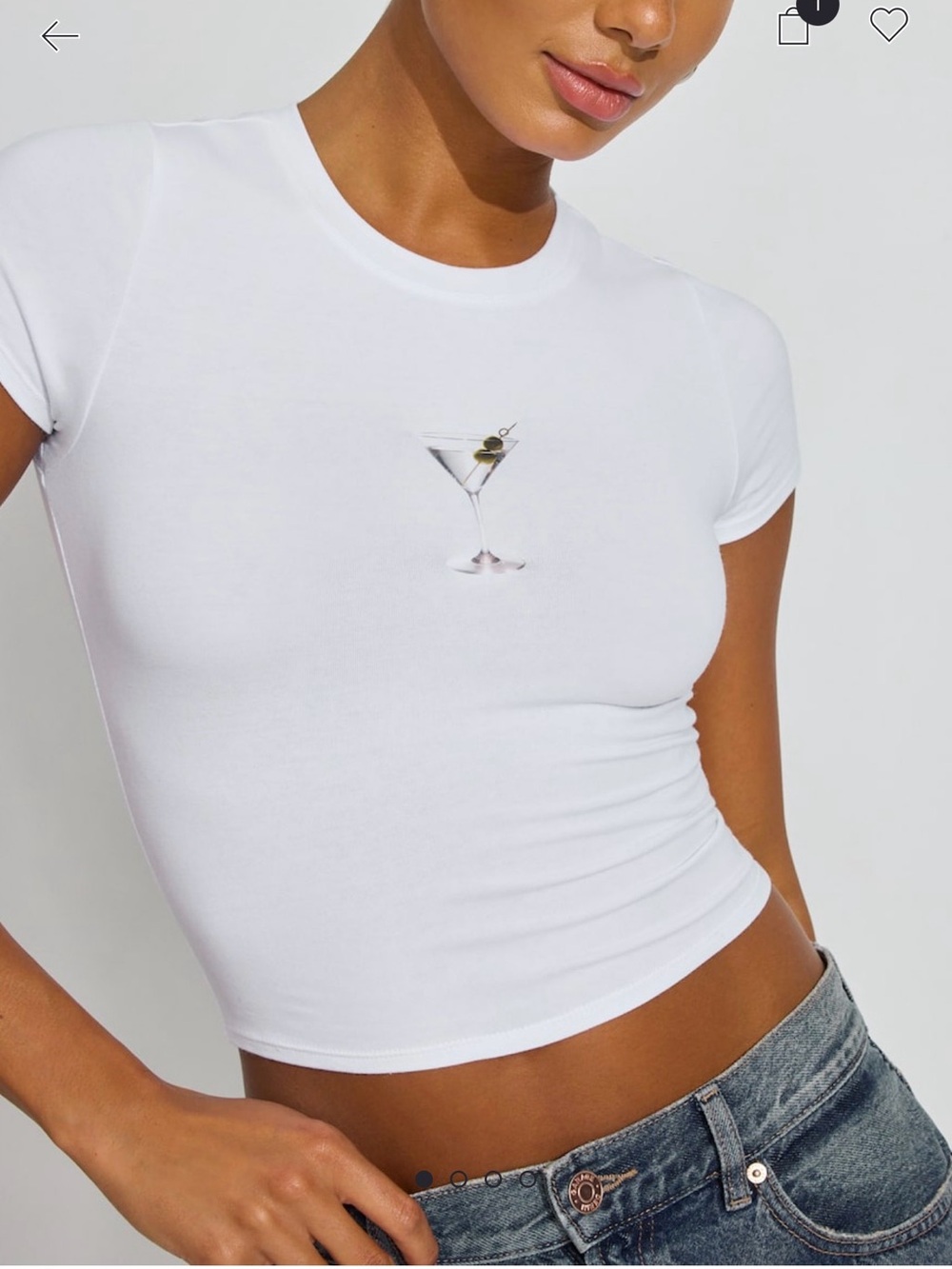 Garage White Martini Graphic Crop Top